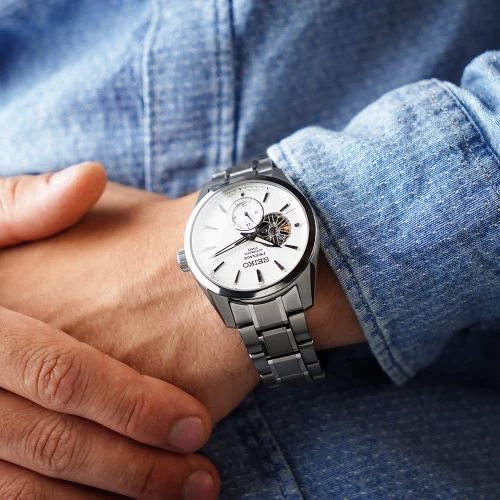 Чоловічий годинник SEIKO PRESAGE SHARP EDGED OPEN HEART SHIRONERI SPB415J1 купити за ціною 54000 грн на сайті - THEWATCH