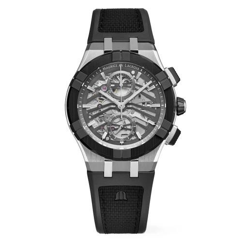 Чоловічий годинник MAURICE LACROIX AIKONIC AUTOMATIC CHRONOGRAPH SKELETON AC8018-SSL20-030-2 купити за ціною 308730 грн на сайті - THEWATCH