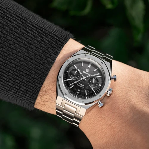 Чоловічий годинник NIVADA GRENCHEN F77 SST CHRONO MECAQUARTZ CARBON MK2 38 MM 68002Q77 купити за ціною 40500 грн на сайті - THEWATCH